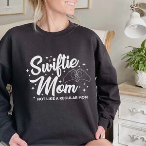 Swiftee Mom Black Sweatshirt white lettering Gildan